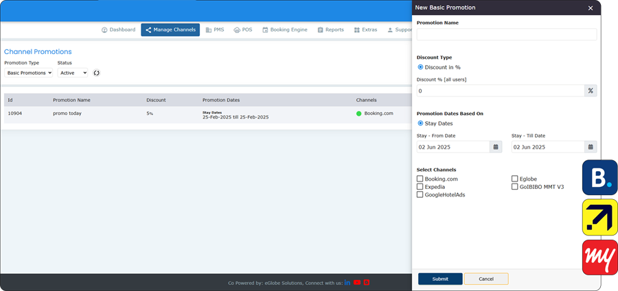 Channel Promotion via Channel Manager for Hotels