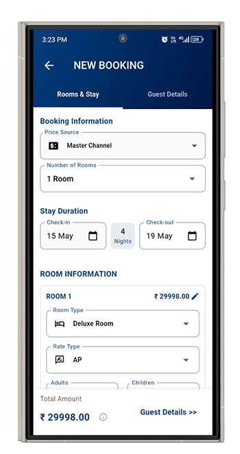 eglobe New Booking App Screen